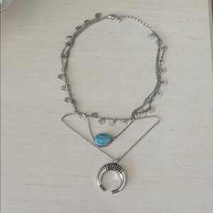 Forever 21 Faux Turquoise Layered Tiered Necklace